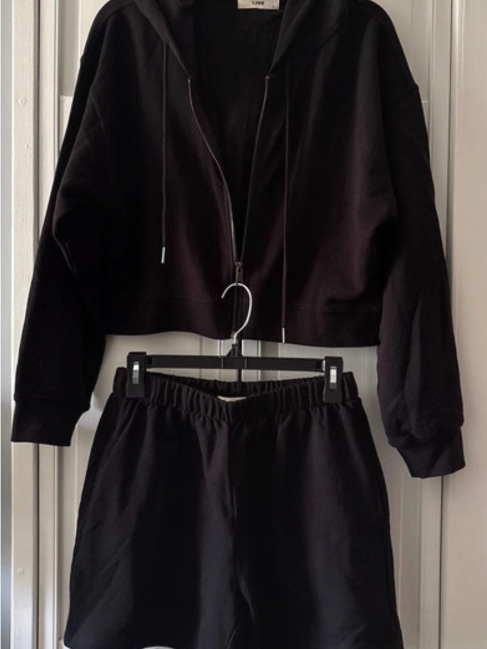 Cropped Black Zip Hoodie & Shorts Set - Women